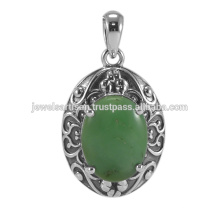 Pingente natural de prata esterlina 925 Sterling Silver Gemstone Chrysoprase